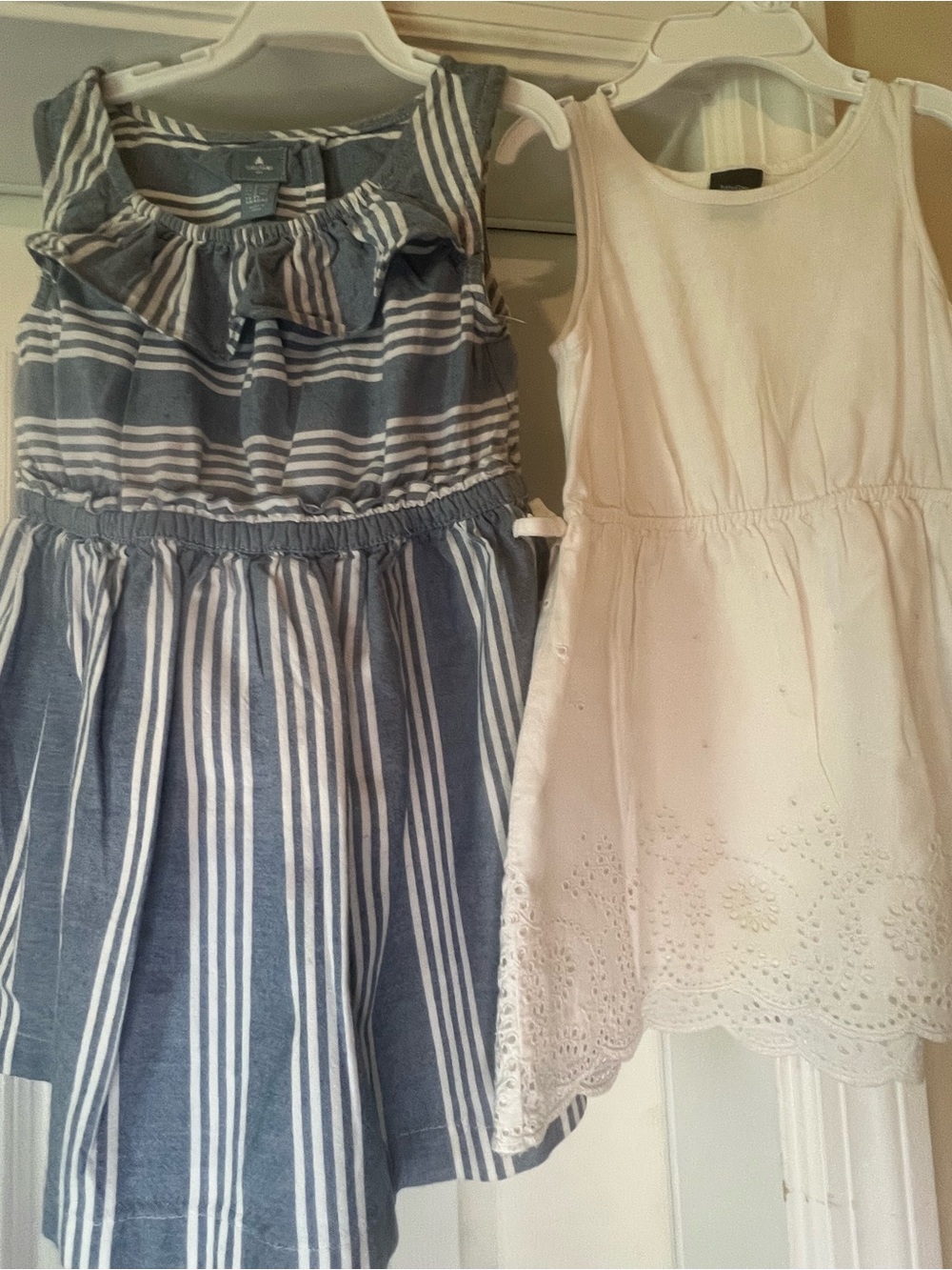 GAP Bundle (2) Toddler Girls Blue & White Striped and White Sundresses